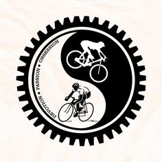 Bicycle T-shirt Cycling Yin-Yang Mountain Bike and Road Cycling Black and White. $24.95, via Etsy.